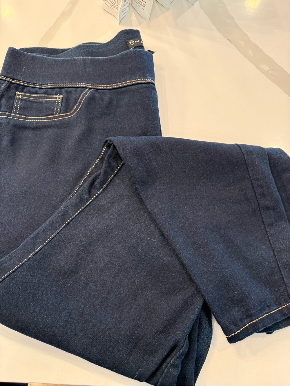 Fashion To Figure. Dark Wash Leggings. 3x. GUC. Cotton Blend. Pockets.